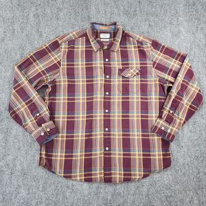 Tommy Bahama Shirt Mens XL Red Maroon Plaid Island Modern Long Sleeve Button Up